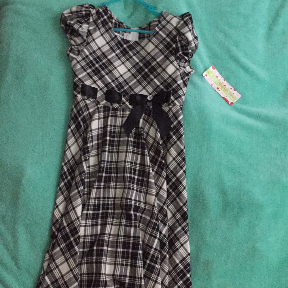 Girls 14, black, white, and silver dress